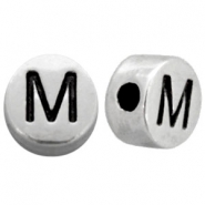 Perles au look m&eacute;tallique lettre M argent&eacute; antique