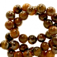 Pierres naturelles Oeil de tigre 6mm Marron fonc&eacute;