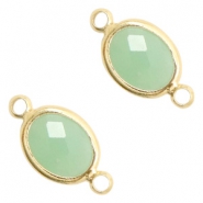 Connecteurs Crystal Glass ovale 10x9mm vert chrysolite opal-dor&eacute;