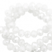 Perles &agrave; facettes 6x4mm disque Blanc-pearl shine coating