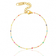 Bracelets en acier inox arc-en-ciel Dor&eacute;
