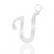 Breloques en acier inox alphabet lettre U Argent&eacute;
