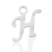 Breloques en acier inox alphabet lettre H Argent&eacute;