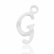 Breloques en acier inox alphabet lettre G Argent&eacute;