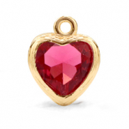 Pendentifs en verre Crystal Glass c&oelig;ur Rose indien-dor&eacute;