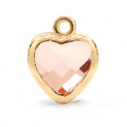 Pendentifs en verre Crystal Glass c&oelig;ur Rose vintage-dor&eacute;