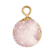 Pierres naturelles pendentifs 1mm Rose glace-dor&eacute;