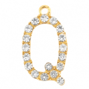 Breloques en m&eacute;tal Basic Quality strass lettre Q Dor&eacute;