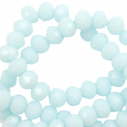 Perles &agrave; facettes 3x2mm disque Bleu aqua blanchi-High Shine Coating