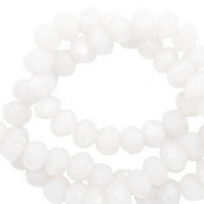 Perles &agrave; facettes 6x4mm disque Blanc lumineux-Pearl Shine Coating
