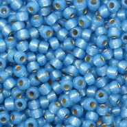 Perles de rocailles Miyuki 8/0 Duracoat silverlined dyed aqua blue 8-4242