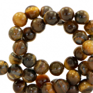 Pierres naturelles Oeil de tigre 4mm Marron multicolore