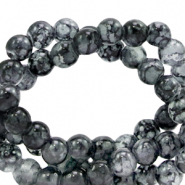 Perles en verre 4 mm mouchet&eacute; Gris fonc&eacute;