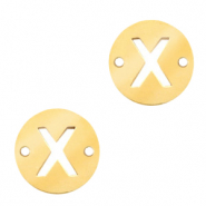Breloques en acier inox connecteur lettre X rond 10mm Dor&eacute;