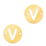 Breloques en acier inox connecteur lettre V rond 10mm Dor&eacute;