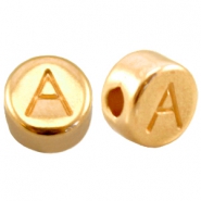 Perles alphabet en m&eacute;tal DQ lettre A Dor&eacute; (sans nickel)