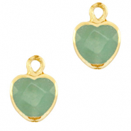 Pierres naturelles pendentifs coeur Vert oc&eacute;an-dor&eacute;