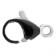 Appr&ecirc;ts en acier inox fermoir mousqueton 10mm Noir-argent&eacute;