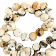 Pierres naturelles 6mm rond Beige-noir