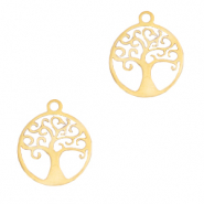 Breloques en acier inox arbre de vie Dor&eacute;