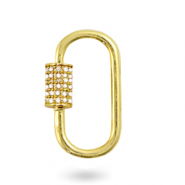 Fermoir en Zirconium oval Dor&eacute;