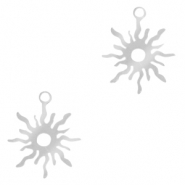 Breloques en acier Inox soleil Argent&eacute;