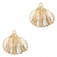 Pendentifs coquillage specials P&eacute;toncle Blanc cass&eacute;-dor&eacute;