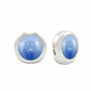 Perles en m&eacute;tal DQ Bleu nacr&eacute;-argent&eacute; antique (sans nickel)