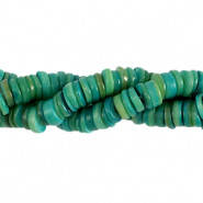 Perles coquillage disque 7mm Vert eden fonc&eacute;