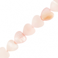 Perles coquillage c&oelig;ur Rose tendre