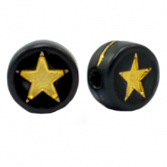 Perles lettres acryliques &eacute;toiles Noir-dor&eacute;