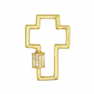 Fermoir Zirconium croix Dor&eacute;