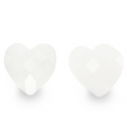 Perles &agrave; facettes Fashion coeur Blanc