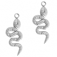 Breloques en acier Inox serpent Argent&eacute;