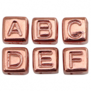 Perles lettres acryliques Dor&eacute; rose m&eacute;tallique