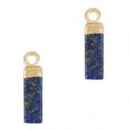 Pierres naturelles pendentifs tube Bleu sapphire-dor&eacute;