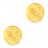 Cabochons Plexx 12mm Fleur de naissance Juin - Rose Dor&eacute;