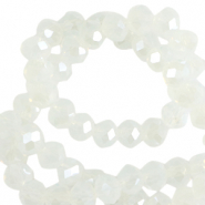 Perles &agrave; facettes 6x4mm disque Heishi Crystal laiteux-pearl shine coating