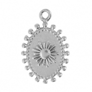 Breloques en m&eacute;tal DQ ovale Argent&eacute; antique (sans nickel)