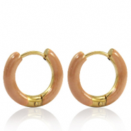 Boucles d'oreilles en acier Inox cr&eacute;oles &eacute;maill&eacute;e 16mm Marron sandstone-dor&eacute;