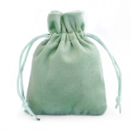 Sachet &agrave; bijoux en velours Vert cendre