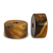 Pierres naturelles &OElig;il de tigre disc 6x3mm Marron dor&eacute;
