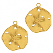 Breloques en acier Inox fleur Dor&eacute;