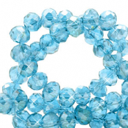 Perles &agrave; facettes 6x4mm disque Heishi Bleu lagon-pearl shine coating