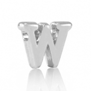 Perles alphabet en m&eacute;tal DQ W Argent&eacute; antique (sans nickel)