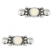 Breloques en m&eacute;tal DQ connecteur Argent&eacute; antique-blanc ivoire (sans nickel)