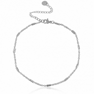 Chaines de cheville en acier Inox jaseron maillons Argent&eacute;