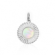 Breloques en acier Inox coquille 12mm Argent&eacute;-blanc (couleur naturelle)