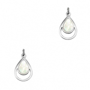Breloques en acier Inox coquille goutte Argent&eacute;-blanc (couleur naturelle)