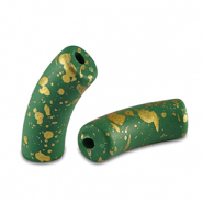 Perles acryliques tube mat Vert fonc&eacute;-dor&eacute;